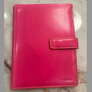 Pink Lodis Passport Wallet with Ticket Flap - Orange Interior